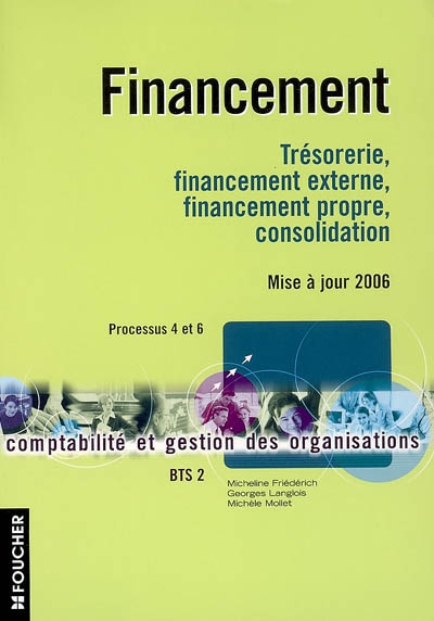 Financement : trésorerie, financement externe, financement propre, consolidation : processus 4 et 6 : BTS2