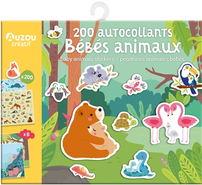 200 autocollants bébés animaux. baby animals stickers. pegatinas animales bebés