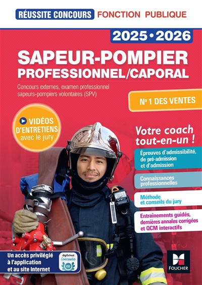 Sapeur-pompier professionnel-caporal : concours externes, examen professionnel sapeurs-pompiers volontaires (SPV) : 2025-2026