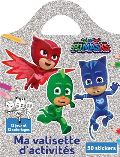 Pjmasks : ma valisette d'activités : 12 jeux et 12 coloriages, 50 stickers