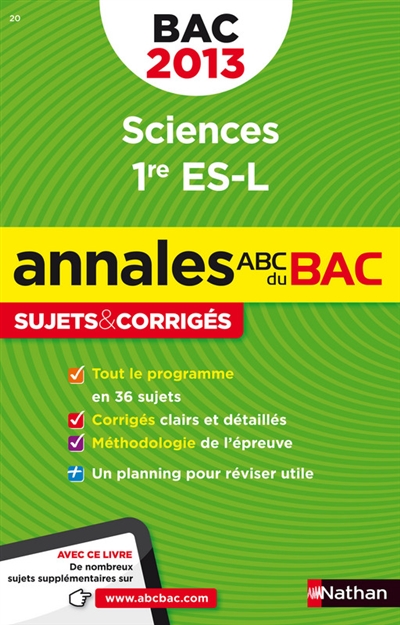 Sciences, 1re ES, L : bac 2013