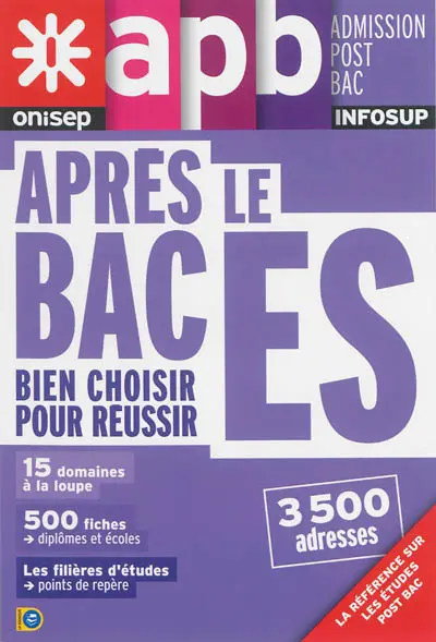 Après le bac ES : bien choisir pour réussir : 15 domaines à la loupe, 500 fiches diplômes et écoles, les filières d'études, points de repère, 3.500 adresses