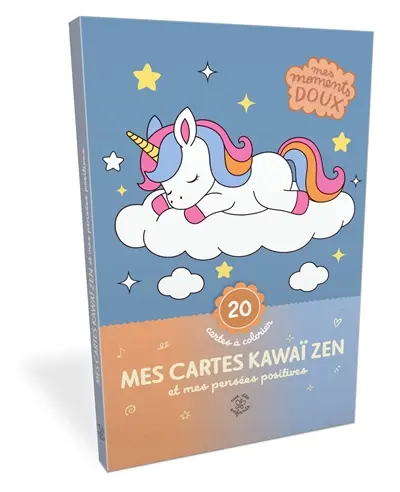 Mes cartes kawaï zen et mes pensées positives : 20 cartes à colorier