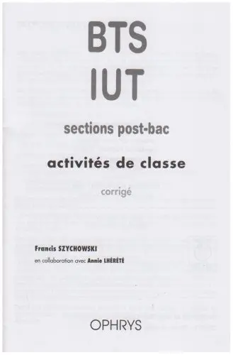 Anglais, BTS, IUT : activités de classe : corrigés