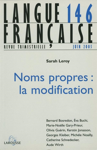 Langue française, n° 146. Le nom propre modifié