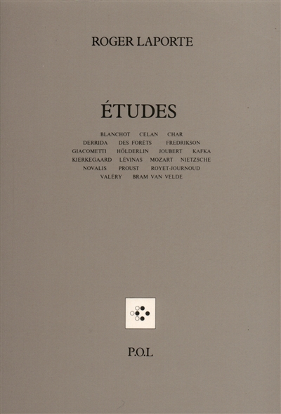 Etudes : Blanchot, Celan, Char, Derrida, Des Forêts, Fredrikson...