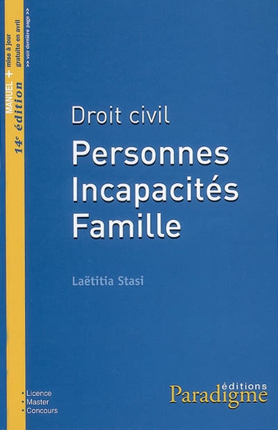 Droit civil : personnes, incapacités, famille