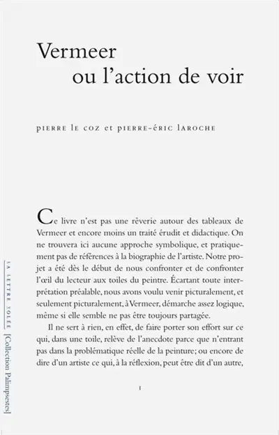 Vermeer ou L'action de voir