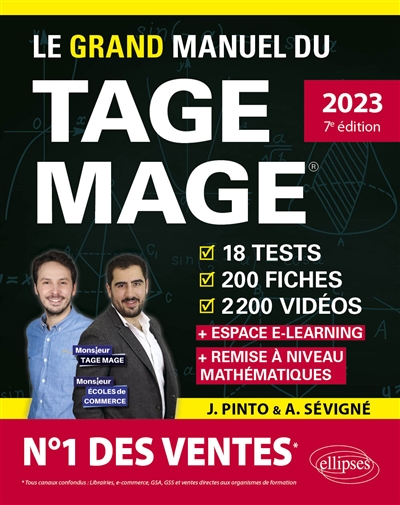 Le grand manuel du Tage Mage : 2023, nouveau programme officiel : 18 tests, 200 fiches, 2.200 vidéos + espace e-learning + remise à niveau mathématiques