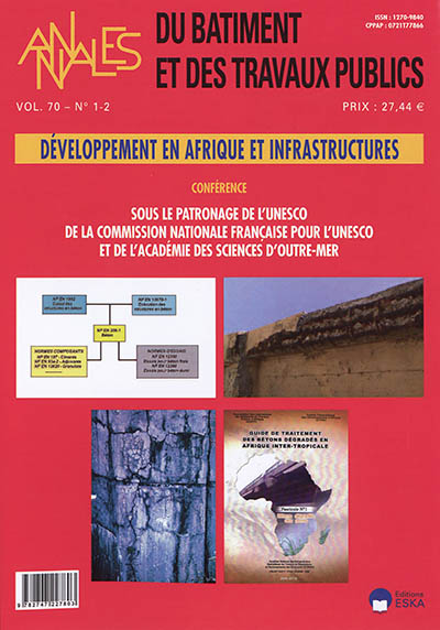 Annales du bâtiment et des travaux publics, n° 1-2 (2018). Développement en Afrique et infrastructures : conférence