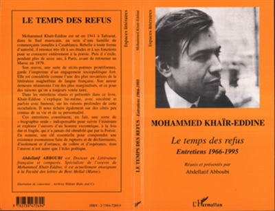 Mohammed Khaïr-Eddine, le temps des refus : entretiens, 1966-1995