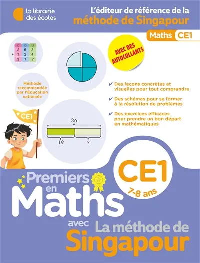 Premiers en maths avec la méthode de Singapour, CE1, 7-8 ans
