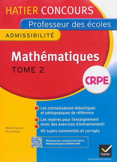 Mathématiques - Epreuve écrite d'admissibilité Crpe Tome 2