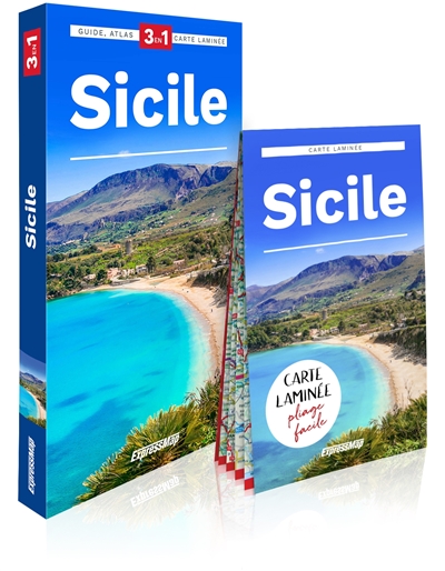 Sicile : 3 en 1 : guide, atlas, carte laminée