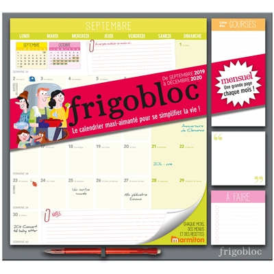 Frigobloc, le calendrier maxi-aimanté pour se simplifier la vie ! : de septembre 2019 à décembre 2020