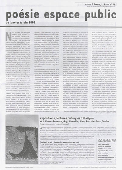 Autres & pareils, la revue, n° 31. Poésie espace public : de janvier à juin 2009