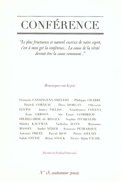 Conférence, n° 15. Remarques sur la joie