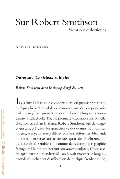 Sur Robert Smithson : variations dialectiques
