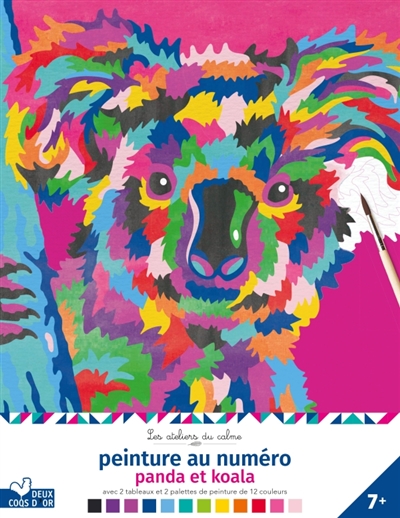Peinture au numéro : panda et koala : cahier avec palette et pinceau