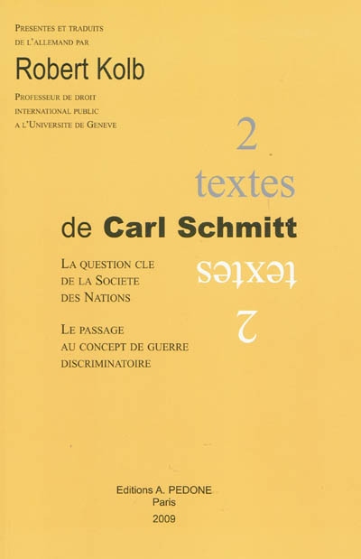 Deux textes de Carl Schmitt