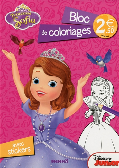 Princesse Sofia : bloc de coloriages avec stickers