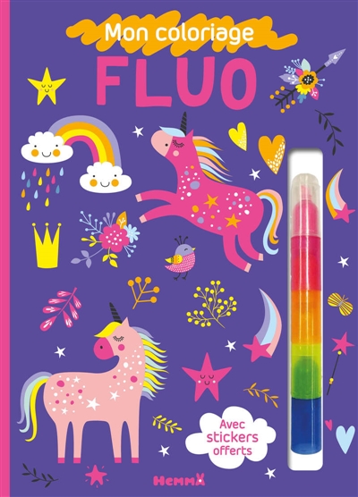 Mon coloriage fluo (Licornes) : Avec stickers offerts