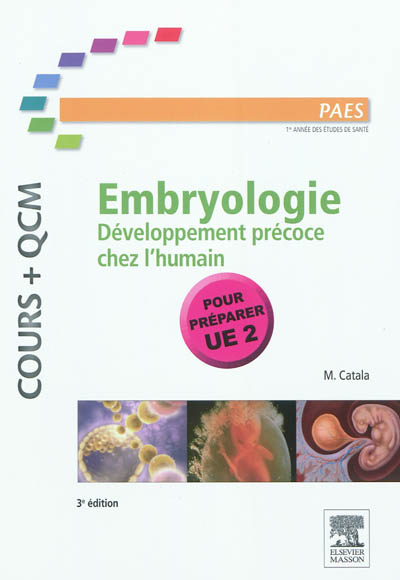Embryologie : développement précoce chez l'humain : pour préparer UE2