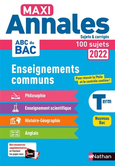 Maxi annales enseignements communs terminale : 100 sujets : nouveau bac, 2022