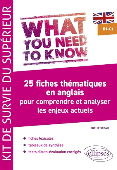 What you need to know : 25 fiches thématiques en anglais pour comprendre et analyser les enjeux actuels, B1-C1 : kit de survie du supérieur