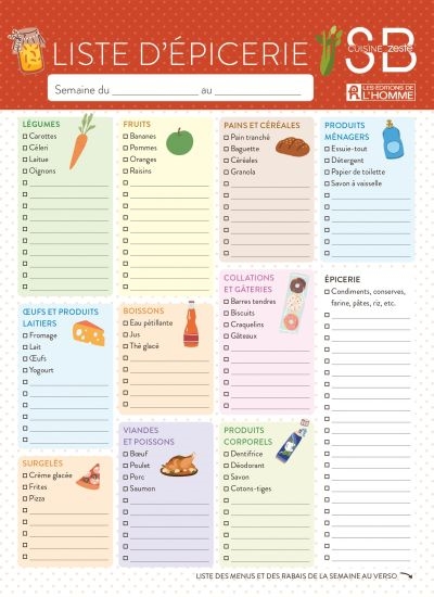 Listes d'épicerie Salut...