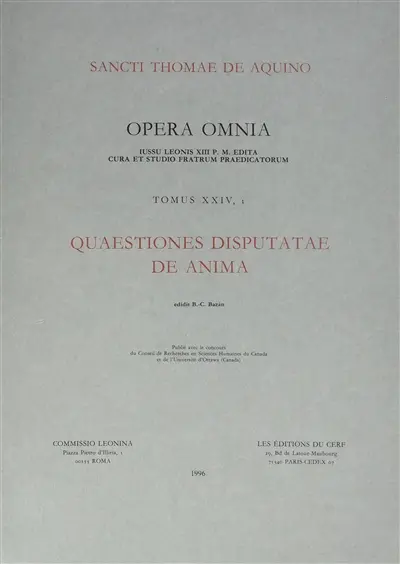 Quaestiones disputatae de anima. Vol. 1