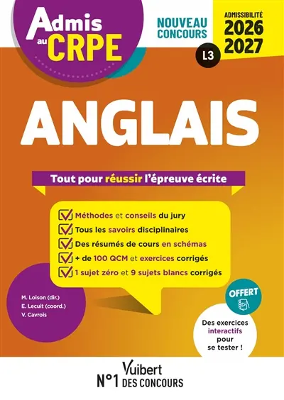 Anglais : tout pour réussir l'épreuve écrite : nouveau concours, admissibilité 2026-2027, L3