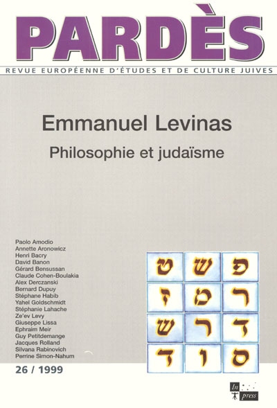 Pardès, n° 26. Emmanuel Levinas, philosophie et judaïsme