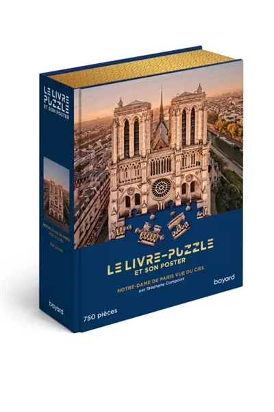 Le livre-puzzle et son poster : Notre-Dame de Paris vue du ciel