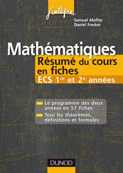 Mathématiques : résumés du cours en fiches ECS 1re et 2e années
