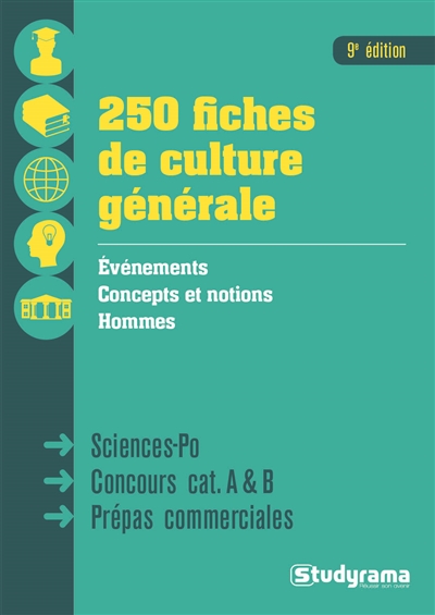 250 fiches de culture générale : Sciences-Po, concours cat. A & B, prépas commerciales