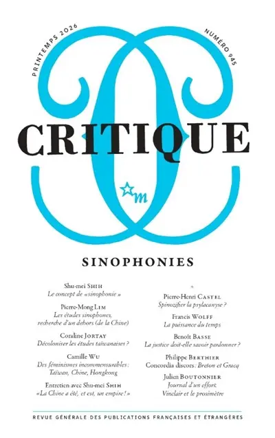 Critique, n° 945. Sinophonies