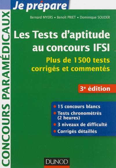 Les tests d'aptitude au concours IFSI : plus de 1.500 tests corrigés et commentés