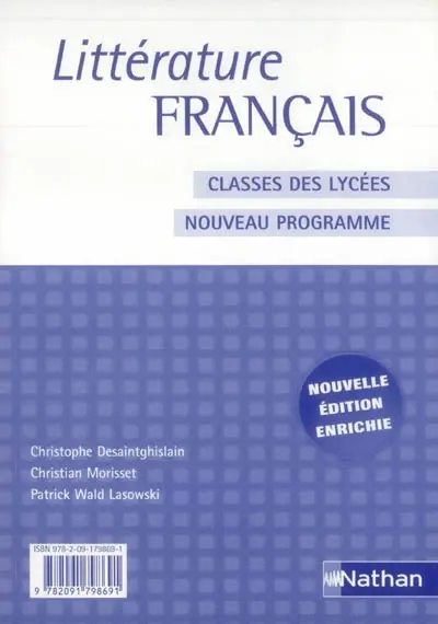 Français littérature, classes des lycées : nouveau programme
