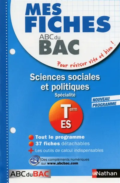 Sciences sociales et politiques, spécialité, terminale ES : nouveau programme