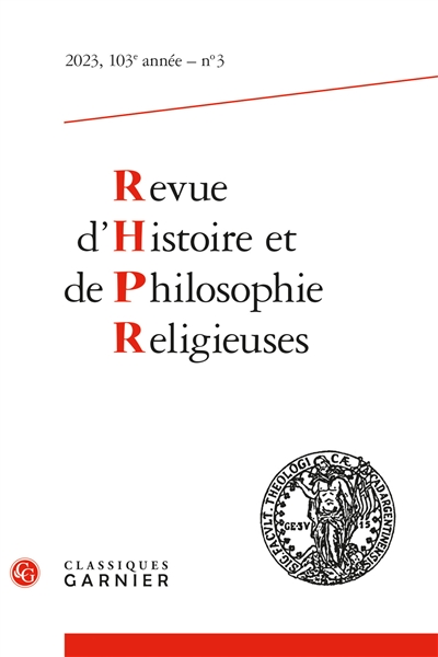 Revue d'histoire et de philosophie religieuses, n° 3 (2023). Varia