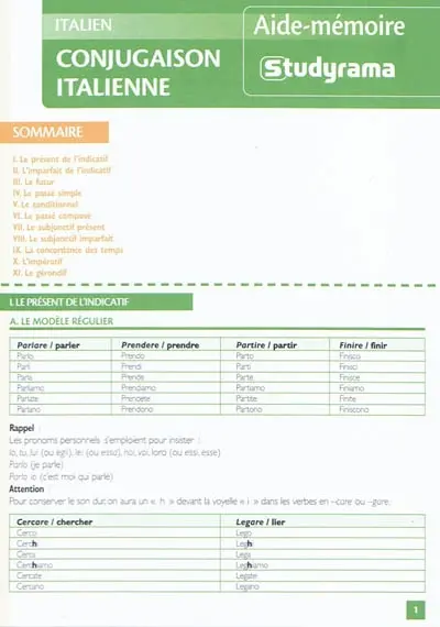 Conjugaison italienne