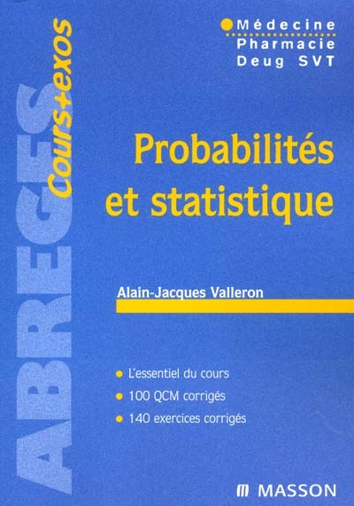 Probabilités et statistique : médecine, pharmacie, DEUG SVT