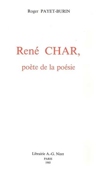 René Char, poète de la poésie