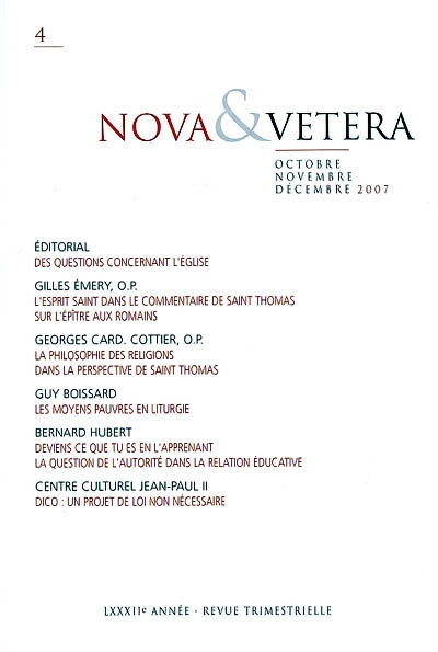 Nova & vetera, n° 4 (2007)