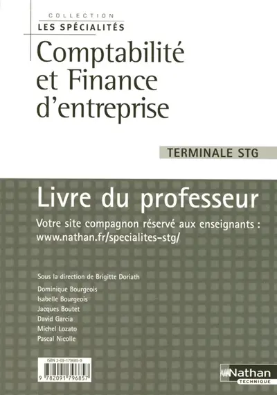 Comptabilité et finance d'entreprise, terminale STG