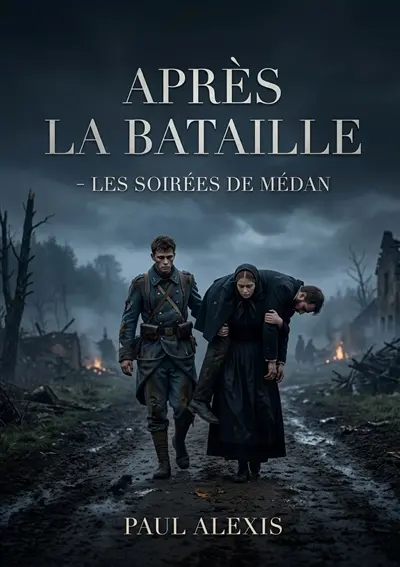 Après la bataille : Les Soirées de Médan : Une poignante description de la guerre franco prussienne à travers le récit d'un soldat blessé et secouru par une veuve endeuillée.