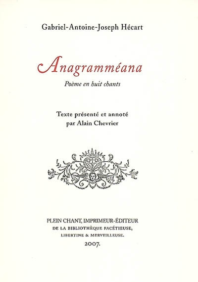Anagramméana : poème en huit chants