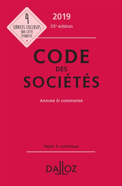 Code des sociétés 2019, annoté & commenté