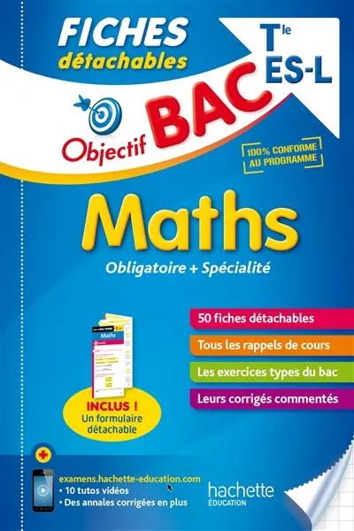 Maths terminale ES, L : obligatoire + spécialité : 50 fiches détachables